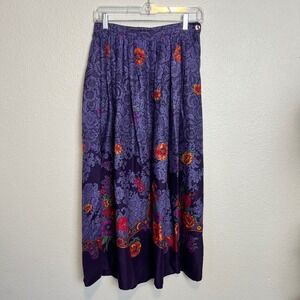 Vintage‎ Susan Bristol Purple Floral Maxi Skirt | 90s Boho Cottagecore